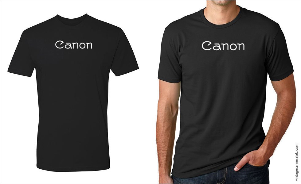 Canon vintage logo men's black t-shirt at Vintage Camera Lab