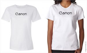 Canon vintage logo women's white t-shirt at Vintage Camera Lab