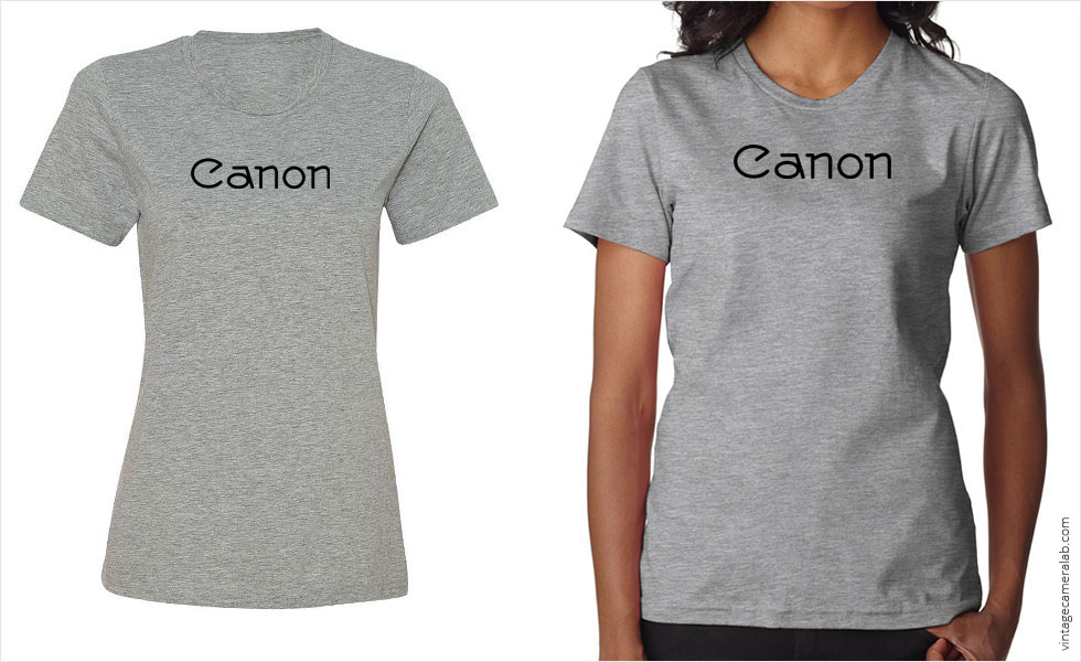 Canon vintage logo women's grey t-shirt at Vintage Camera Lab