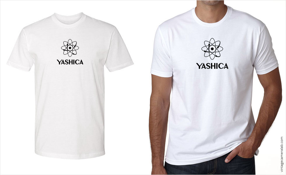 Yashica vintage logo men's white t-shirt at Vintage Camera Lab