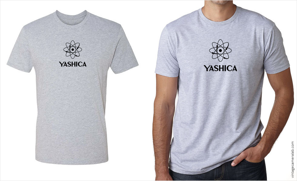 Yashica vintage logo men's grey t-shirt at Vintage Camera Lab