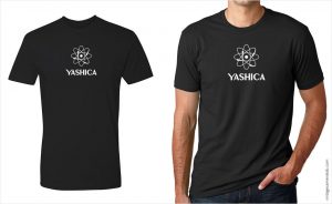 Yashica vintage logo men's black t-shirt at Vintage Camera Lab