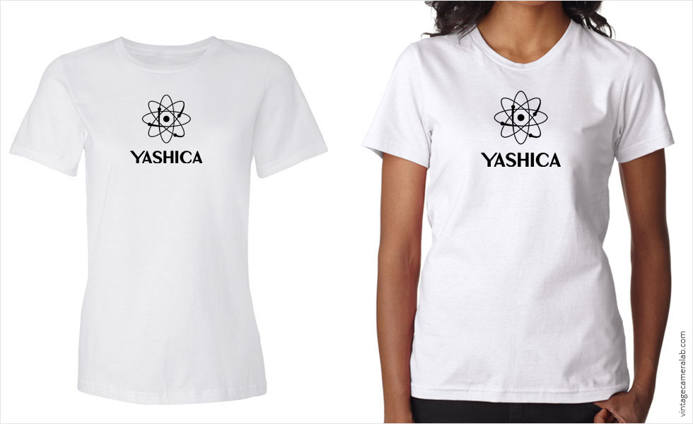 Yashica vintage logo women's white t-shirt at Vintage Camera Lab