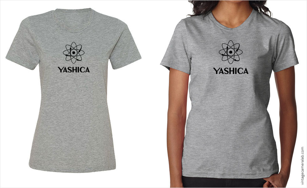 Yashica vintage logo women's grey t-shirt at Vintage Camera Lab