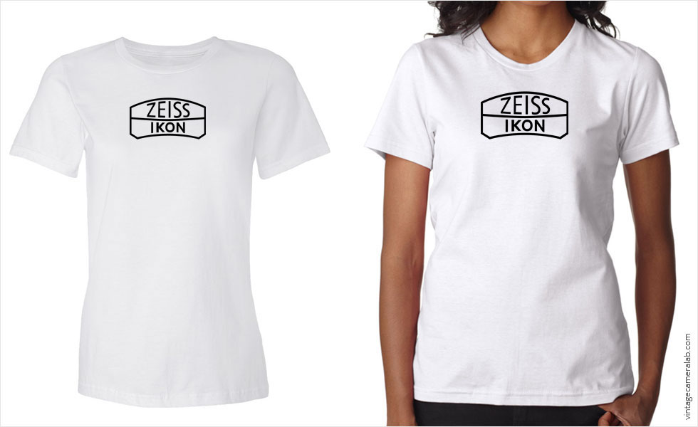 Zeiss Ikon vintage logo women's white t-shirt at Vintage Camera Lab