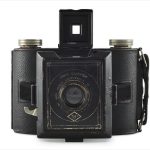 Agfa PD16 Clipper (front view, lens extended, viewfinder up)