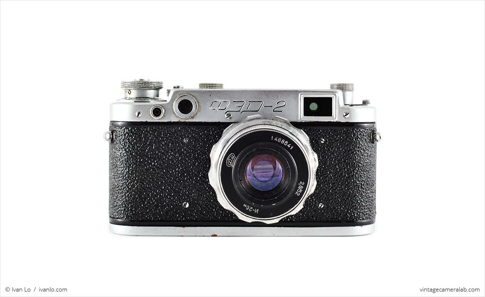 FED-2 (front view, with Industar-26m 52mm f/2.8 lens)