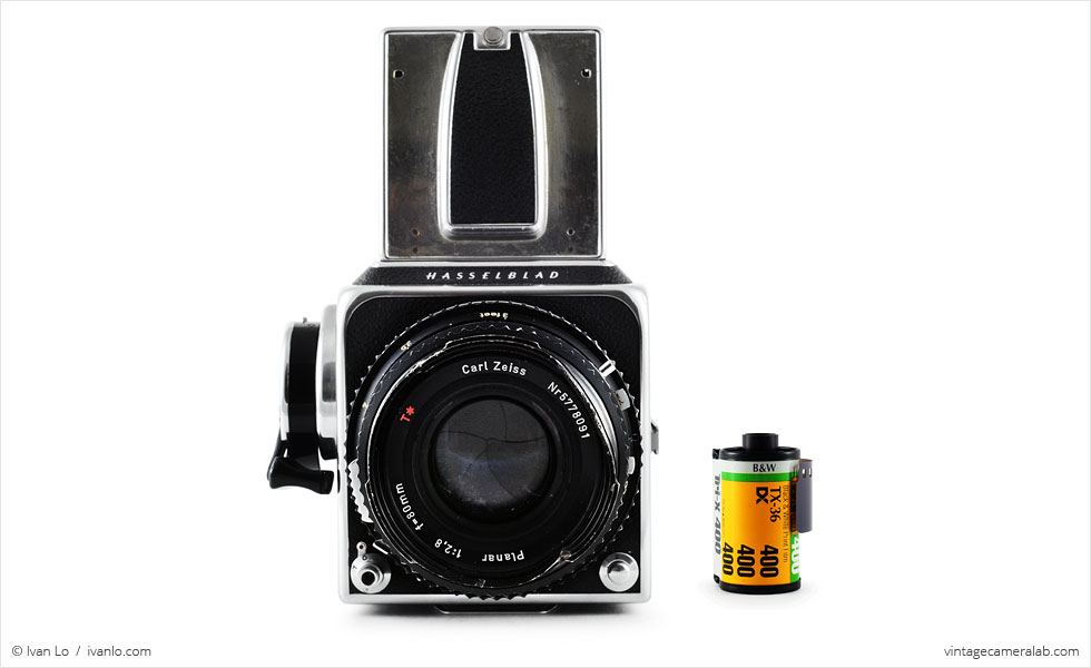 Hasselblad 500 C/M (with 35mm cassette for scale)