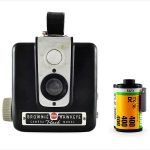Kodak Brownie Hawkeye (with 35mm cassette for scale)
