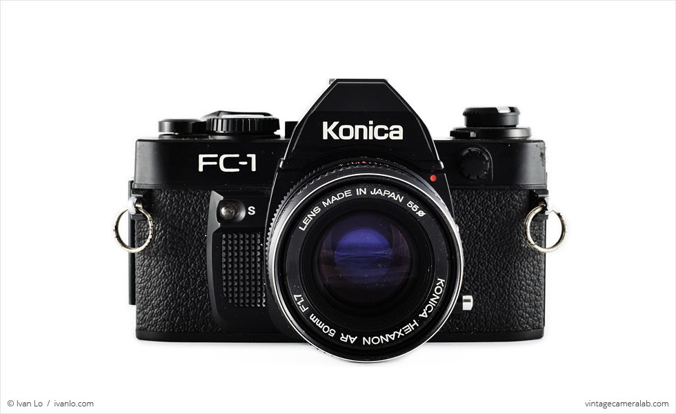 Konica FC-1 (front view, with Konica Hexanon 50mm f/1.7)