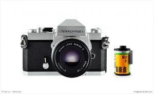 Nikon Nikkormat FT3 (with 35mm cassette for scale)