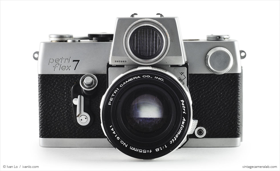 Petri Flex 7 (front view, with Petri Automatic 55mm f/1.8}