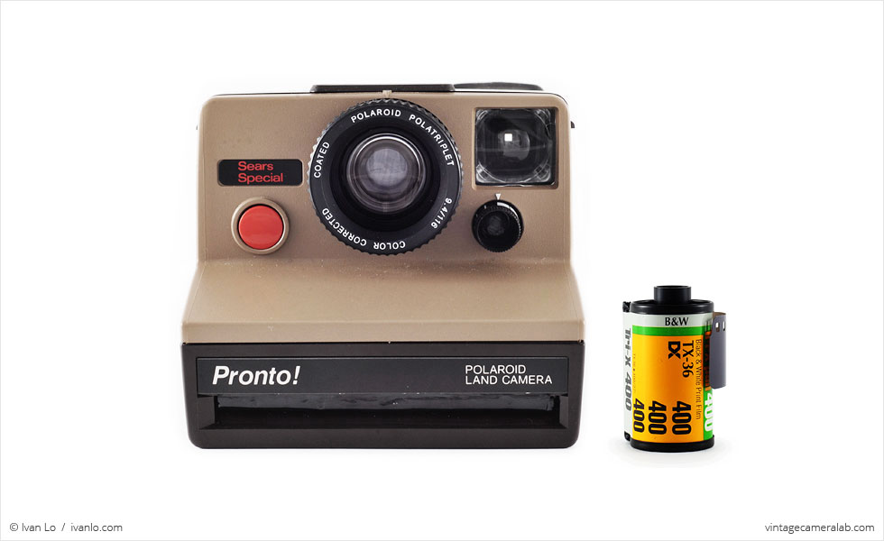 Polaroid Pronto! Sears Special (with 35mm cassette for scale)