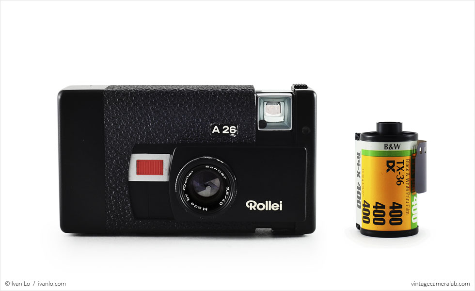 Rollei A26 (with 35mm cassette for scale)