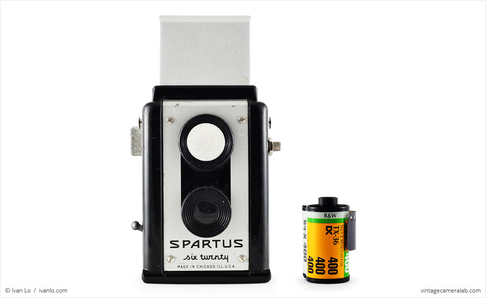 Spartus Six Twenty (with 35mm cassette for scale)