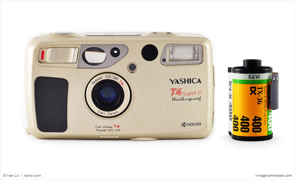 Yashica T4 Super D (with 35mm cassette for scale)