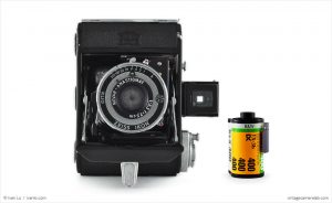 Zeiss Ikon Ikonta 521 (with 35mm cassette for scale)
